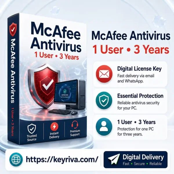 McAfee Antivirus 1 User 3 Year License