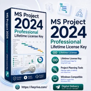 MS Project Professional 2024 Lifetime License Key product image for KeyRiva, designed for project planning, scheduling and business workflow management with fast digital delivery.