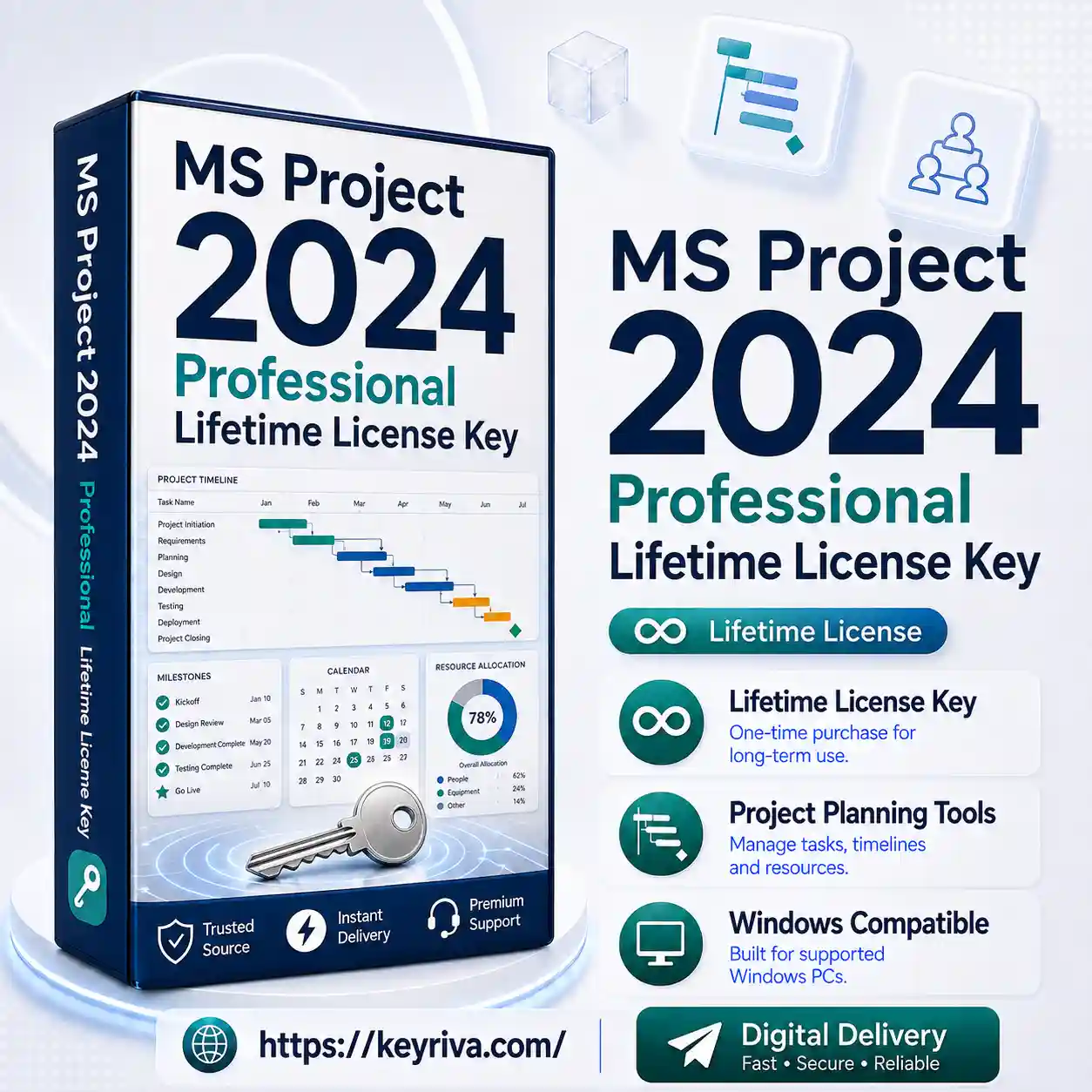 MS Project Professional 2024 Lifetime License Key MS Project Professional 2024 Lifetime License Key product image for KeyRiva, designed for project planning, scheduling and business workflow management with fast digital delivery.