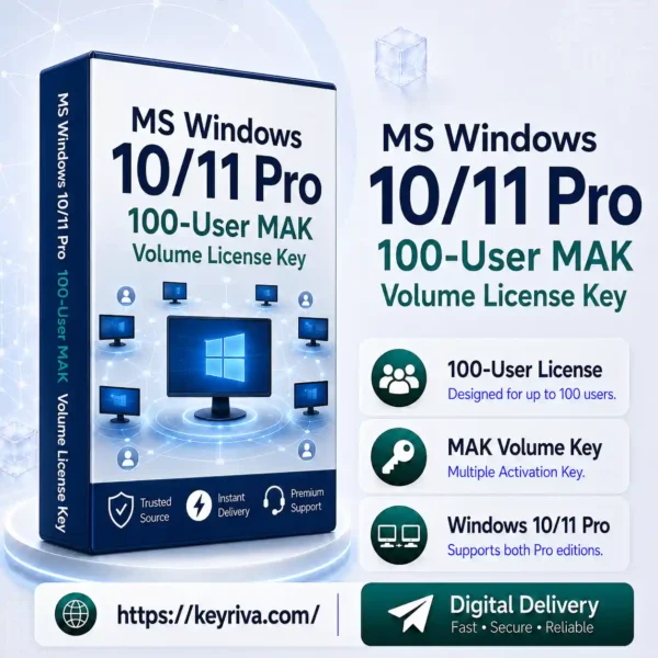 MS Windows 10/11 Pro 100-User MAK Volume License Key
