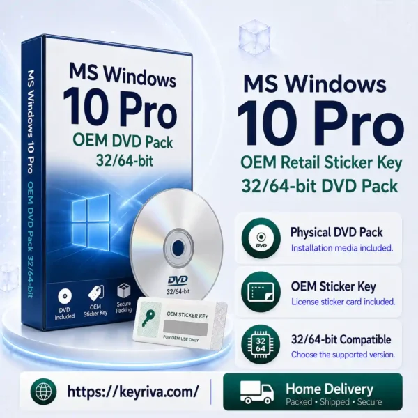 MS Windows 10 Pro OEM Retail Sticker Key – 32/64-bit