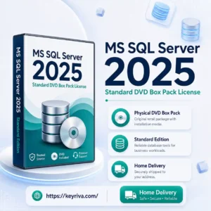 Buy MS SQL Server 2025 Standard DVD Box Pack License at KeyRiva with physical home delivery