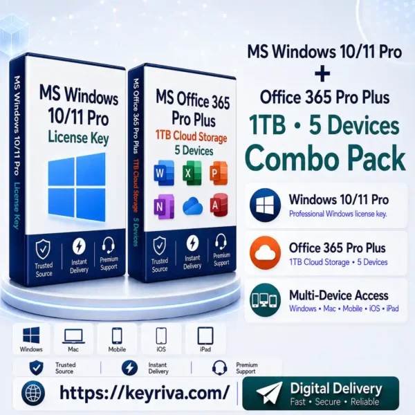 MS Windows 10/11 Pro + Office 365 (1TB) Pro Plus Combo Pack